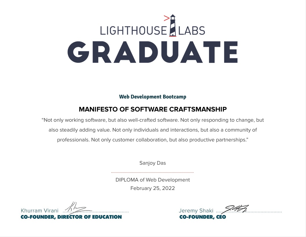 Lighthouse Labs Certification